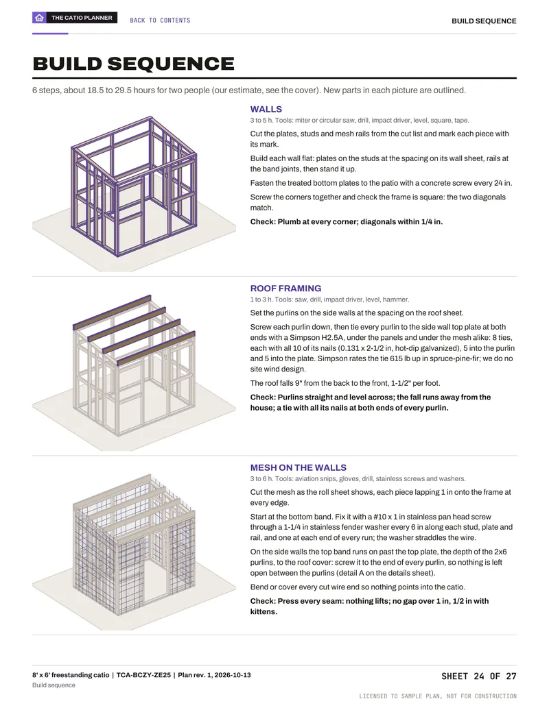 Sample sheet 24 of 27: build steps