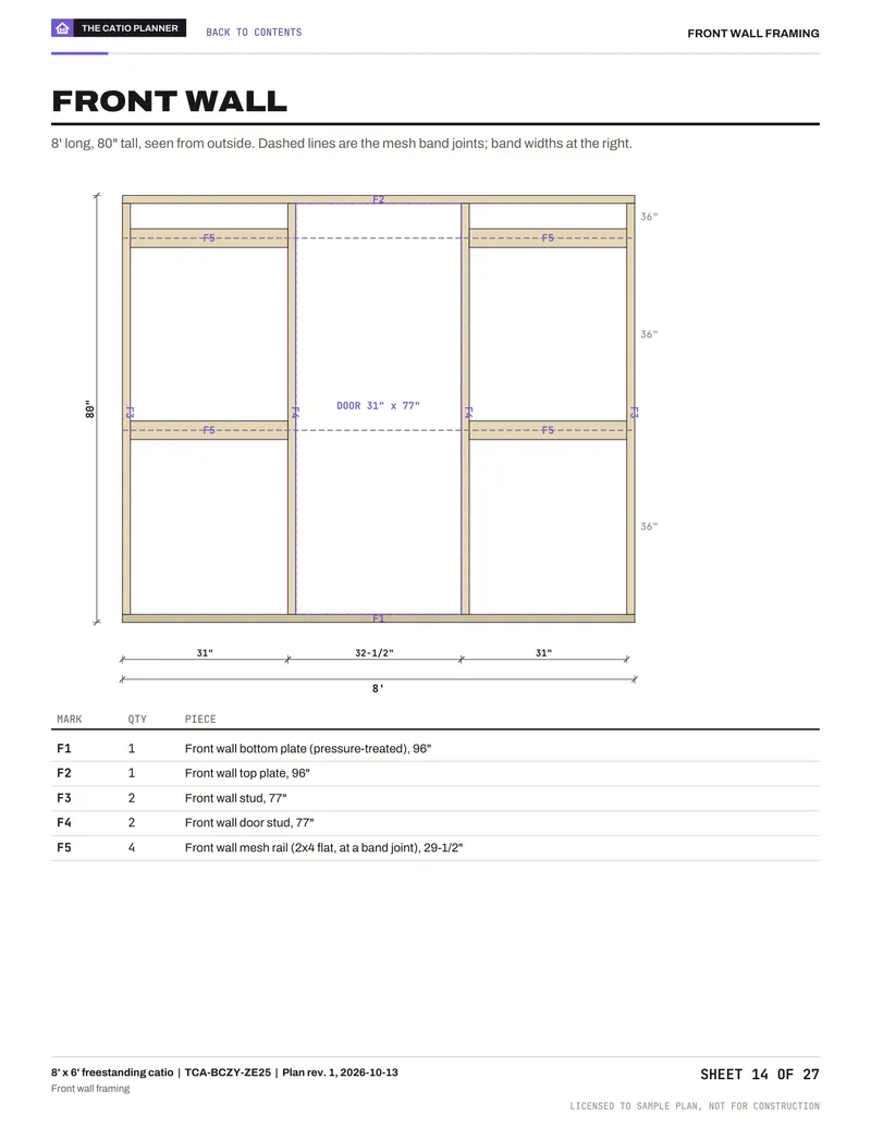 Sample sheet 14 of 27: wall framing